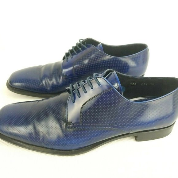 PRADA MEN'S BLUE LEATHER LACE UP SHOES SIZE US 10 - Picture 5 of 12